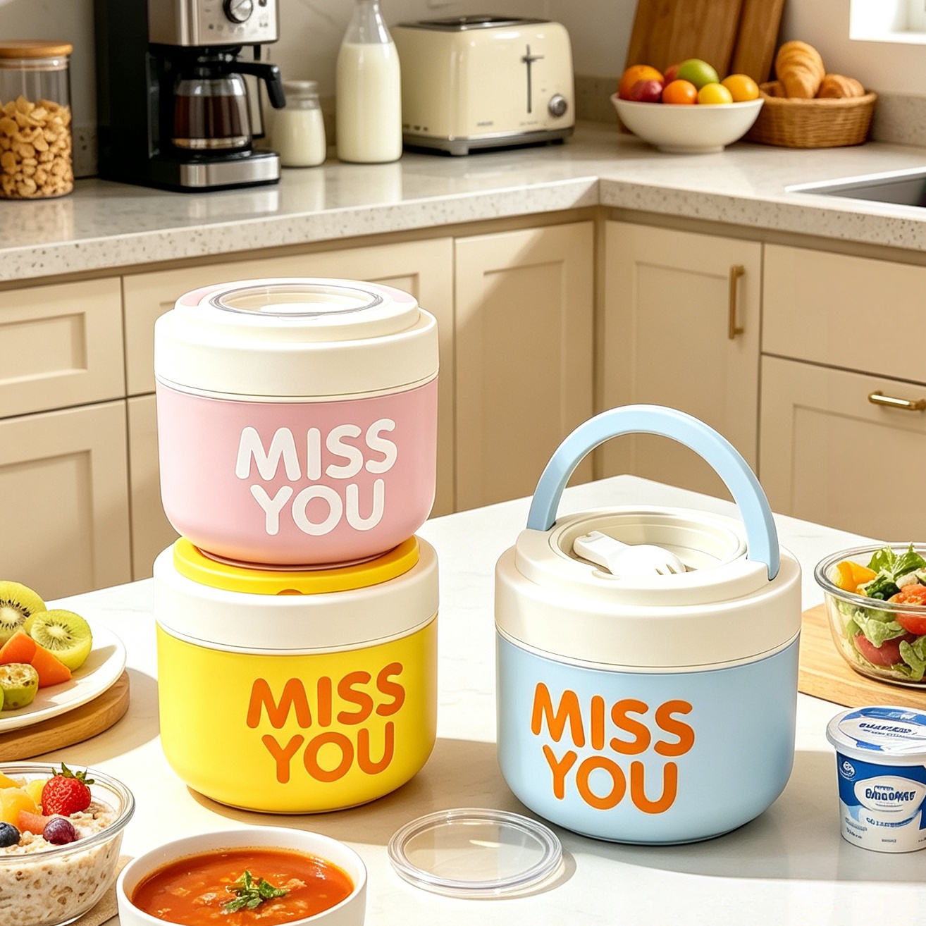 Food Storage Meals - 304 roestvrijstalen geïsoleerde ontbijtbeker, grote capaciteit