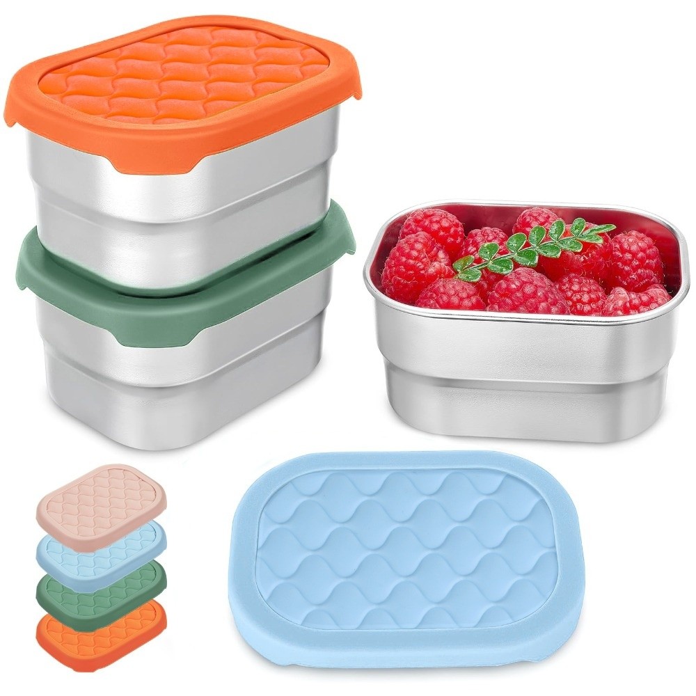 Food Storage Oven Safe - Nieuwe roestvrijstalen voedselcontainer, stapelbaar siliconen deksel,