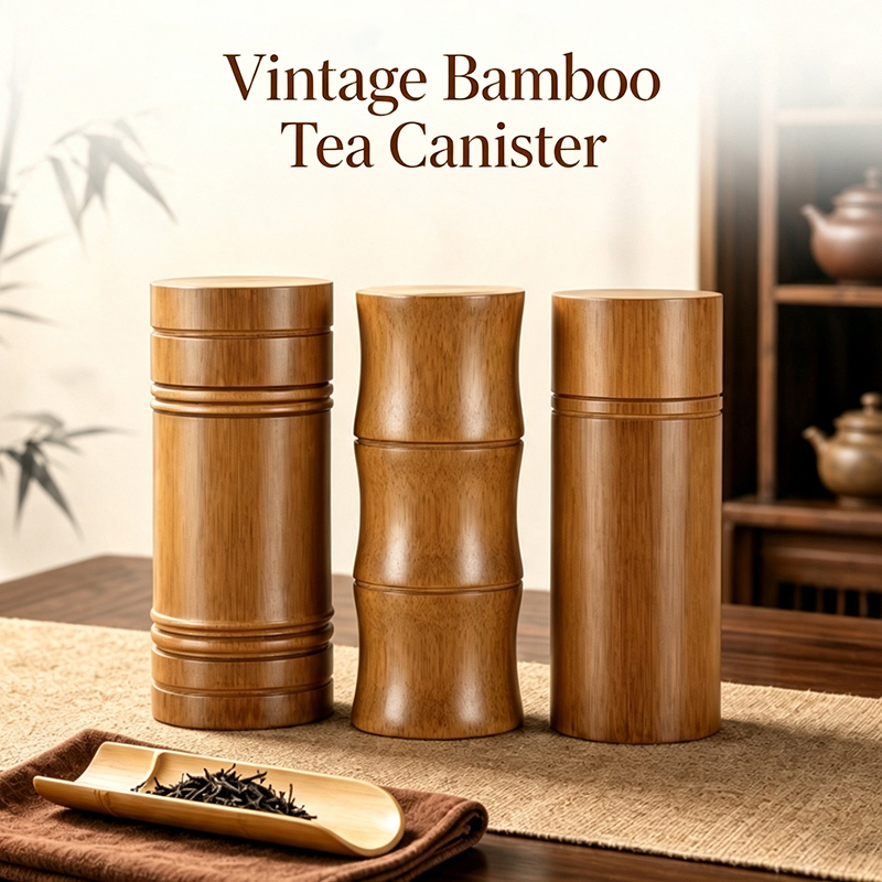 Food Storage With Dividers - Vintage bamboe theebus draagbare voedselopbergdoos thee