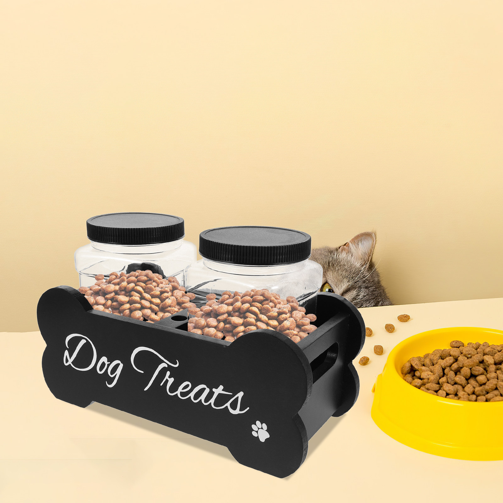 Houten hondenvoerdoos met vakk - Food Storage With Dividers recensie en prijs